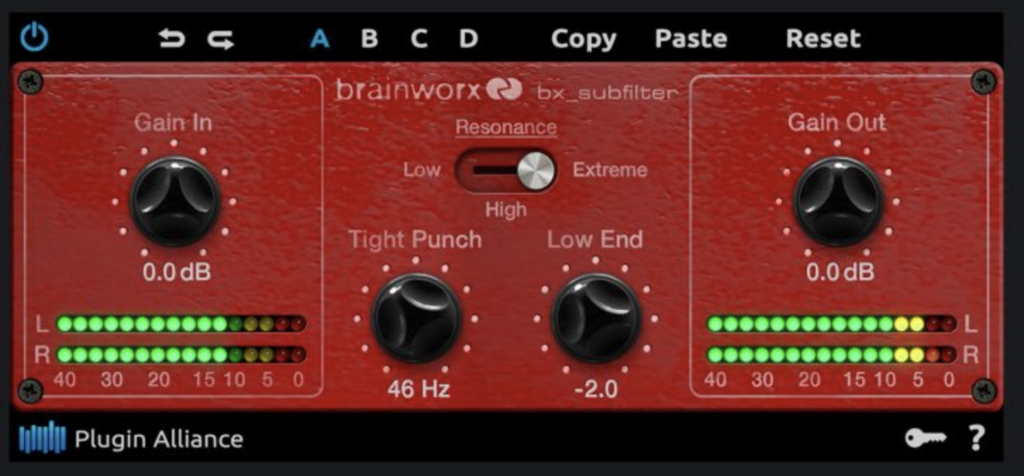 One of the best free sound design plugins 2022: Brainworx bx_subfilter